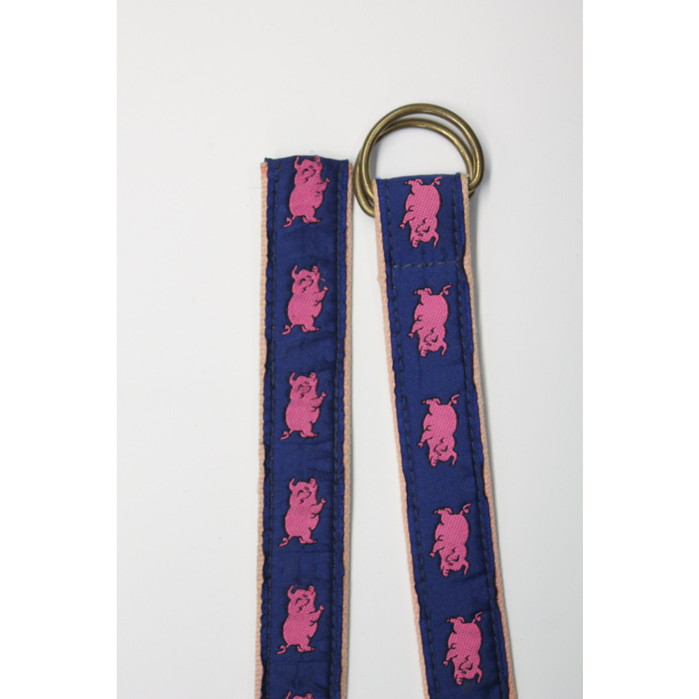 Pink pig webbing belt made USA Connecticut leather man total length 38 inches